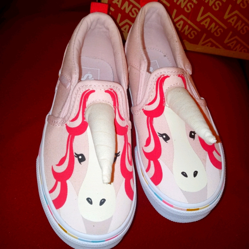 NIB Girl Pink Unicorn Vans sz 11.5